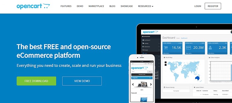 opencart home page